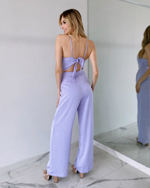 Lilac Crop top + Pant Silk Set
