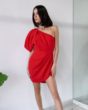 Red One Shoulder Mini Dress