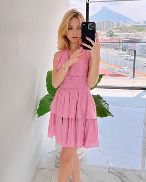 Pink Halter Short Dress