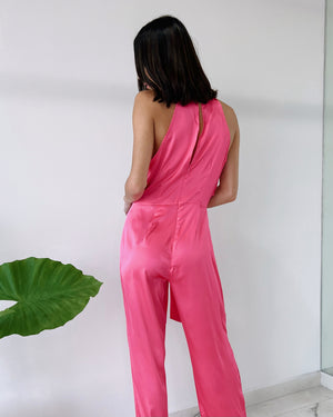 Pink Basic Silk Jumpsuit