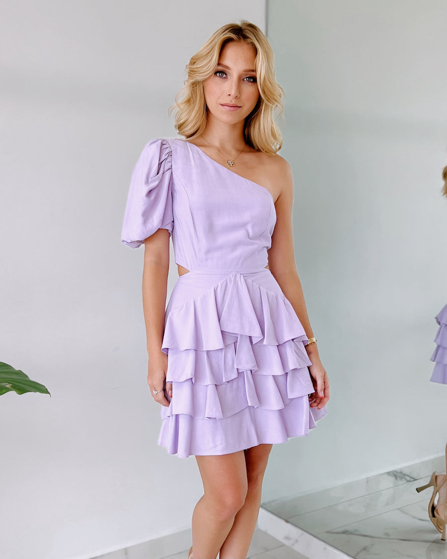 Lilac One Shoulder Mini Dress