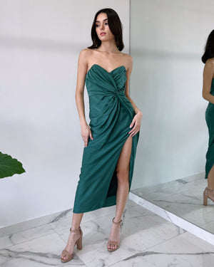 Green Bun Midi Dress