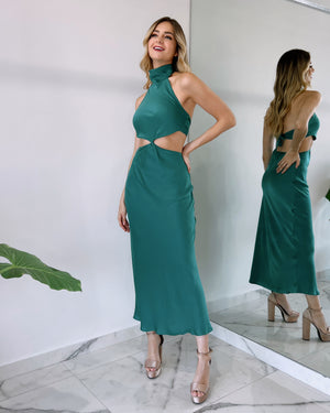 Turquoise Open Detail Midi Dress