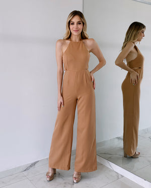 Milk Coffee Open Detail Jumpsuit