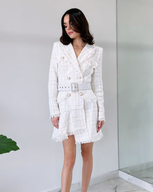 White Lace Blazer Dress