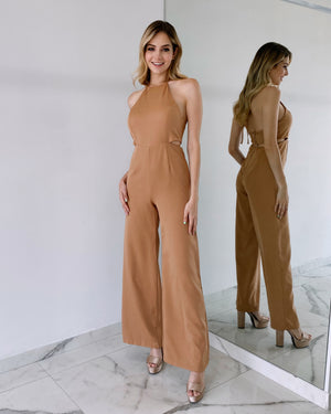 Milk Coffee Open Detail Jumpsuit